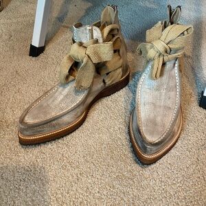 RARE Free People leather motto boot